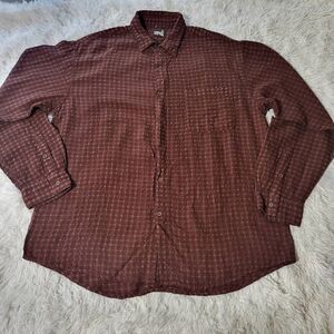 Weekendz off men long sleeve button-up brown texture shirt XXL